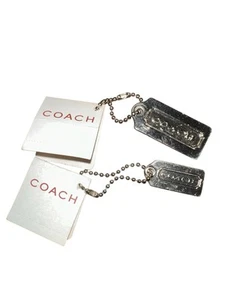 COACH Silver Tone Metal Hang Tag Purse Handbag Charms Set Of 2 NWT - Picture 1 of 2