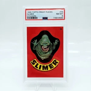 1988 Topps Fright Flicks Ghostbusters Slimer #10 PSA 8 Sticker - Picture 1 of 2