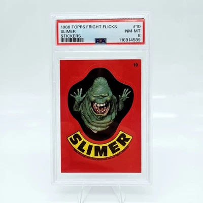 1988 Topps Fright Flicks Ghostbusters Slimer #10 PSA 8 Sticker - Image 1 of 2