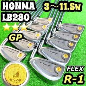 USED HONMA LB280 3S 3Star Iron Set 10p 24G #3-SW Gold Mole R-Flex Original Shaft - Picture 1 of 11