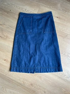 Boden Blue Denim Skirt UK Size 12 L Knee Length A Line Pencil Cotton - Picture 1 of 4