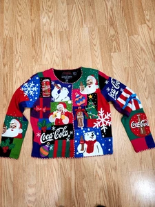 Suéter De Colección Edición Limitada Michael Simon Botones Con Cuentas Coca Cola Navidad Talla S - Imagen 1 de 11