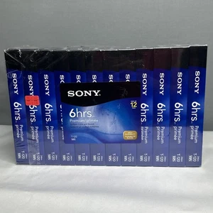 Sony T-120 VHS Premium Grade 6 Hour Blank Tapes 12-Pack New - Picture 1 of 5