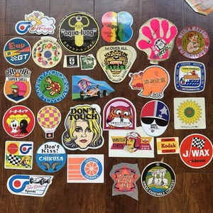 Vintage Japanese Lot of 36 Stickers Decals Unused Bright 60's Groovy Car Racing - Picture 1 of 9