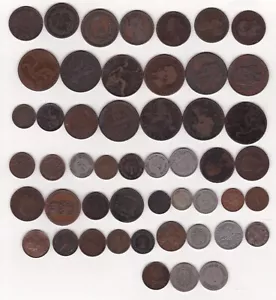 LOT OF 50 WORLD COINS ALL DATED PRE-1900 LOT A - Picture 1 of 2
