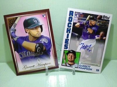 Garrett Hampson RC's.   2019 Topps 1984 Auto & Gallery Colored Frame.   Rockies - Image 1 of 3