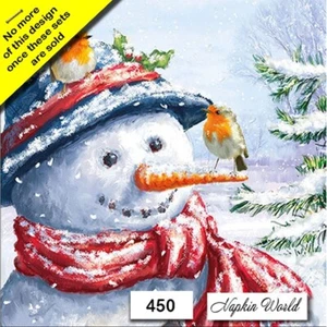 (450) DOS servilletas artesanales artísticas decoupage de papel para almuerzo - SNOWMAN ROBINS INVIERNO - Imagen 1 de 4