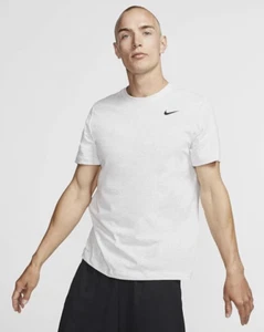 Nike Men's Dry Tee Drifit Cotton Crew Solid, Birch Heather/Black, Large - Picture 1 of 4