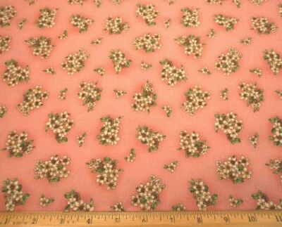 Tela Reproducción Guerra Civil 3/4+ Yardas Marfil Brn Grn Floral Rosa Algodón Premium Foto 1 de 2