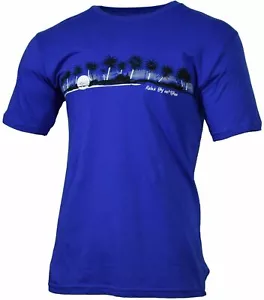 T-shirt uomo - palme spiaggia - blu reale, 100% cotone, NUOVE - Foto 1 di 4