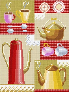 DIY Printed Tapestry Kit "Tea invitation", size 14.2x18.5 in / 36x47 cm, Brvsk - Picture 1 of 1