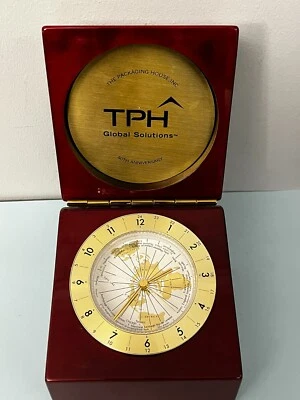 Cisco World Clock in Mahogany wood display case company promo award - Image 1 of 4