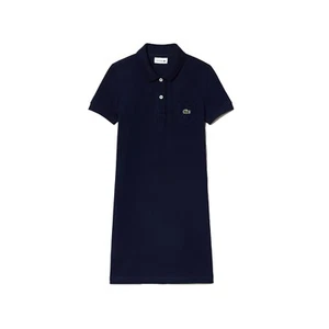 Lacoste Girls Classic Pique Dress With Pocket in Navy, Diff.Sizes, EJ2816-166 - Picture 1 of 5