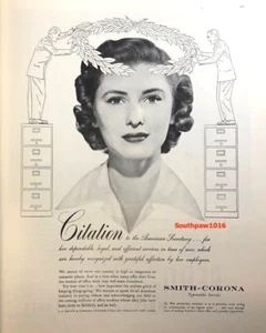1943 Original Smith-Corona"Salutes The America Secretary" WW11 Vintage Print Ad - Picture 1 of 1