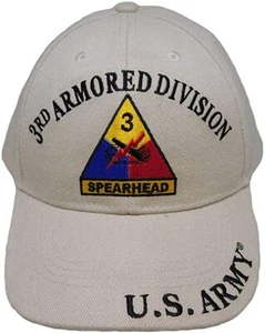 US ARMY 3RD THIRD ARMORED DIVISION AD SPEARHEAD BESTICKTE MÜTZE DESERT TAN VET - Bild 1 von 1