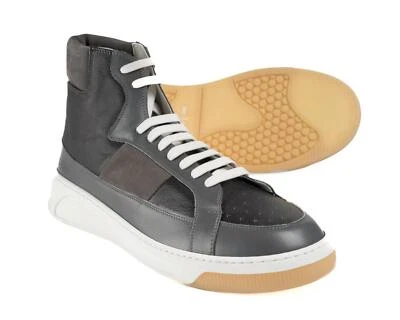 Kiton Napoli $1,370 Nuevo en Caja Gris Cuero Zapatillas Altas Zapatos (7.5 EU) 8.5 EE. UU. Foto 1 de 4