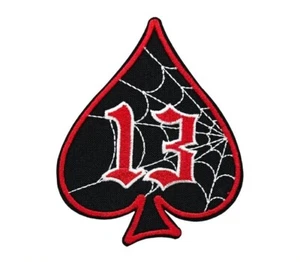 Lucky 13 Ace Of Spades Patch | Spider Web Biker Gang Motorcycle Club Punk Logo - Picture 1 of 2