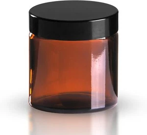 120ml Glass Jar, Amber Glass Jar & Black Screw On lid With EPE Liner ANY AMOUNT - Picture 1 of 1