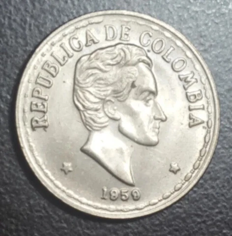 1959 COLOMBIA 20 CENTAVOS AU HIGH GRADE VINTAGE COIN KM 215 Cover