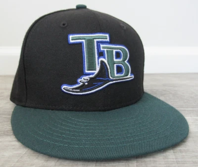 Tampa Bay Devil Rays New Era Fitted Hat Sz 7 MLB 59FIFTY 5950 Black Green - Image 1 of 4