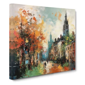 Città di Cambridge Espressionismo n.1 Stampa su Tela Wall Art Quadro Incorniciato Sala - Foto 1 di 4