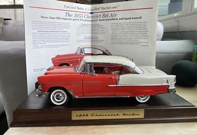 Danbury Mint 1955 Chevrolet Bel Air Coupe with Wood Stand Original Box and Title - Image 1 of 4