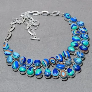 Rainbow Calsilica Pear Shape Gemstone Handmade Gift Jewelry Necklace 18" SR 6923 - Picture 1 of 6
