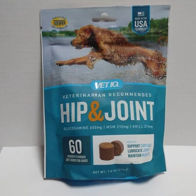 VetIQ Hip & Joint Supplement for Dogs 60 Chews, Exp. 1/2025+