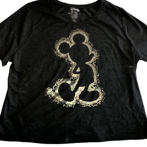 EVRI Disney 0X NWT Mickey Mouse Mineral Black T-shirt Top Metallic Outline $24 - Picture 1 of 10