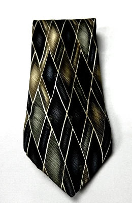 Gravata clássica Joseph & Feiss gravata azul dourada metálica geométrica quadriculada seda - Imagem 1 de 4