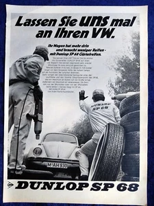 Dunlop SP 68 und VW Käfer, originale Werbung aus 1969 - Picture 1 of 1