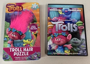Trolls Puzzle In Tin And Trolls Dvd Dreamworks - Picture 1 of 3
