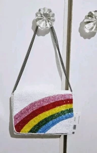 MOYNA RAINBOW π Embellished Clutch Crossbody Bag Chain Anthropologie BNWT $168 - Picture 1 of 16