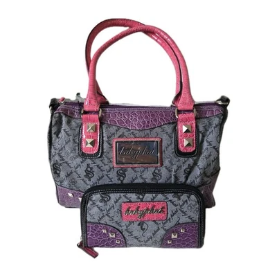 Bolso de hombro vintage Y2K Baby Phat rosa púrpura negro cartera a juego  Foto 1 de 4