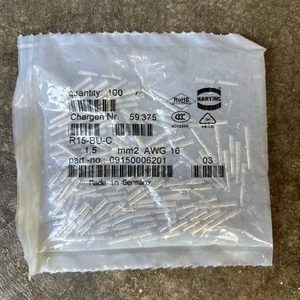 Pasadores de contacto de crimpado Harting 09150006201 hembra 16 AWG (paquete de 100) nuevos/sellados - Imagen 1 de 1