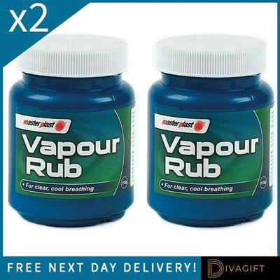 MASTERPLAST 2 x MENTHOL VAPOUR RUB 100G CONGESTION RELIEF CHEST THROAT EUCALYPTUS VAPORUB