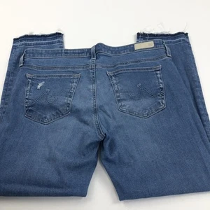 AG Adriano The Stilt Crop Cigarette Crop 31 (Adatto 33W 26L) Mid Rise Distressed - Foto 1 di 10