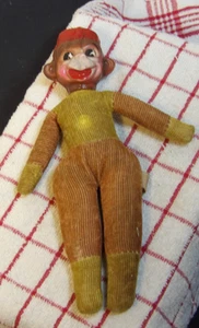 Bellhop Monkey Stuffed Plush Toy Circus Carnival Prize Celluloid Head Vtg Japan - Picture 1 of 3