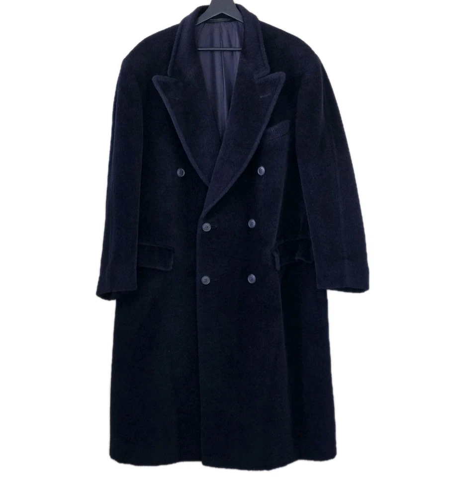 Casaco masculino vintage 96 Ermenegildo Zegna macio 4GGUG0 50R lã marinha angorá cashgora FLAW - Imagem 1 de 4