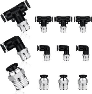 12 Pcs Push to Connect Fittings 1/4 Inch Tube OD X 1/4 NPT Air Line Pneumatic Fi - Picture 1 of 12