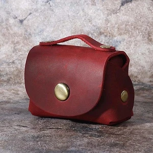 Mini billetera de bolsillo vintage de cuero real con soporte para cambio para monedas para hombres mujeres - Imagen 1 de 18