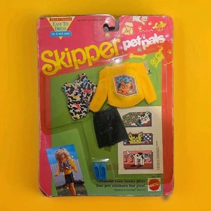 1991 Mattel SKIPPER PET PALS FASHIONS #2956 Skipper Barbie Doll Yellow Shirt Cat - Picture 1 of 2