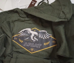 Ariat 3XL Mens Green Cowboy Hoodie Retired style NWT, OG packing Eagle on back - Picture 1 of 20
