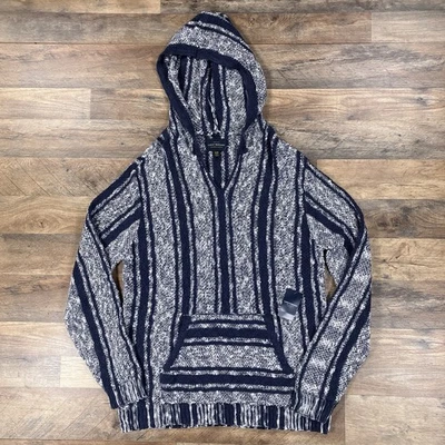 Sudadera con Capucha Lucky Brand Para Hombres Azul Medio Baja Jersey con Capucha Tejido a Rayas NUEVO Foto 1 de 4