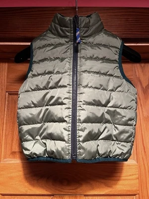 Chaleco JCrew Chicos Reversible Puffer Forrado Sherpa XXS Verde AZ826 Foto 1 de 4