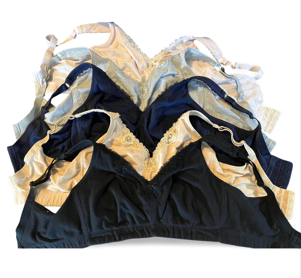 LOTE DE 5, Sujetador Catherines Sin Alambres CAMISETA DE ALGODÓN ELÁSTICA Confort Borde de Encaje 38DD Foto 1 de 4