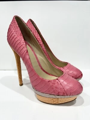 Salto agulha plataforma fontana pele de cobra rosa Brian Atwood US$ 700 6.5 36.5 - Imagem 1 de 4