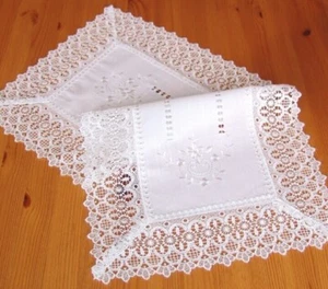 Tischläufer weiß Nostalgie Spitze Hohlsaum Landhaus 35x70 40x90 40x140cm 704 - Bild 1 von 7