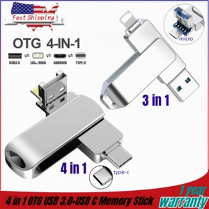 3 in 1 /4 in 1 USB Flash Drive Memory Photo Storage Stick for iPhone iPad PC US - Picture 1 of 20