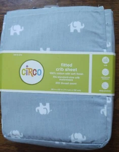 Circo Fitted Crib Sheet NWT Elephant Pattern 200 Thread Count Cotton - Picture 1 of 2